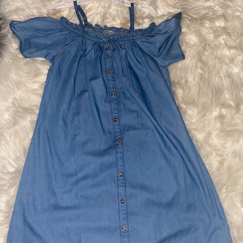 Off the shoulder Jean Dress- NEW